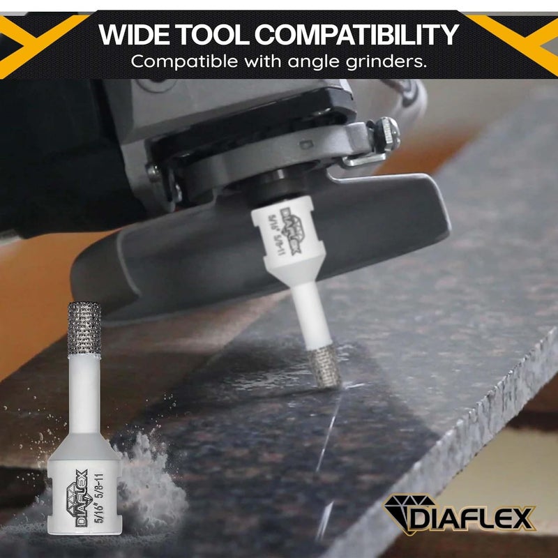 DIAFLEX Premium Brazed Core Bit – 5/16" Diamond Hole Saw for Porcelain, Ceramic, Stone, Dekton – 5/8"-11 Thread – Fast Clean Cuts – Vacuum Brazed – Wet or Dry Use - Image 5